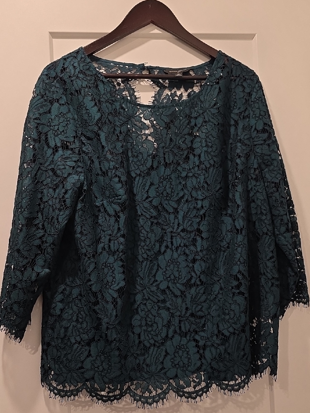 Banana Republic Teal Lace Floral Blouse